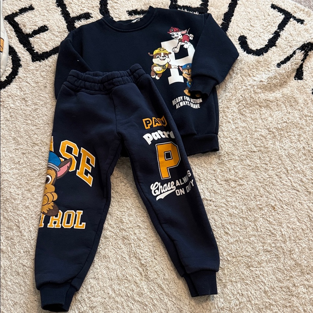 Zara Paw Patrol Kids Navy Sweatpants & Sweatshirt Set